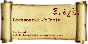Bocsanszki Ármin névjegykártya